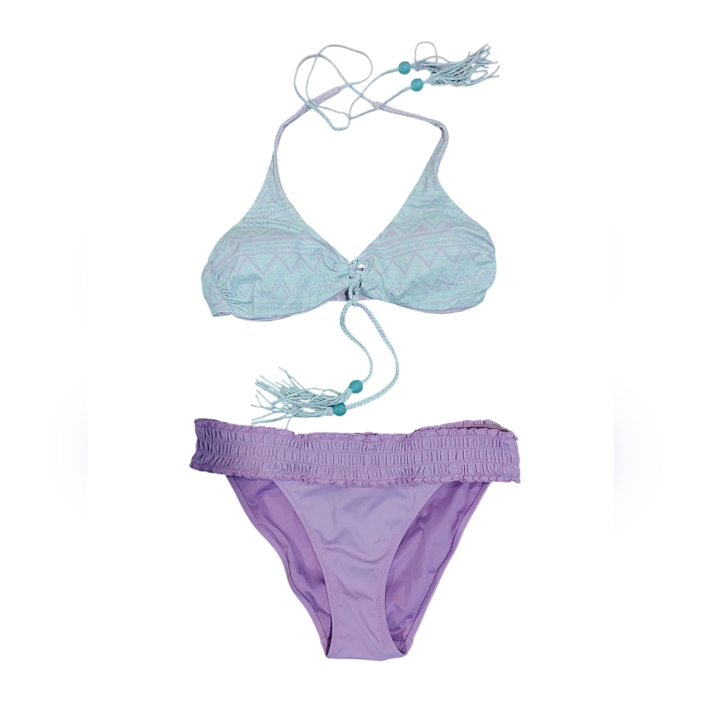 Victoria's Secret Blue and Purple Tassel Bikini Size Medium
